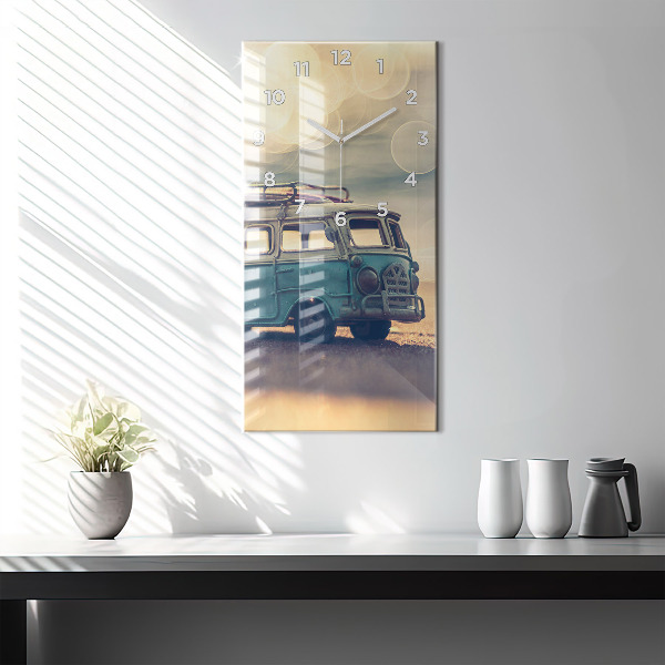Horloge rectangulaire verticale Camping-car sur la plage