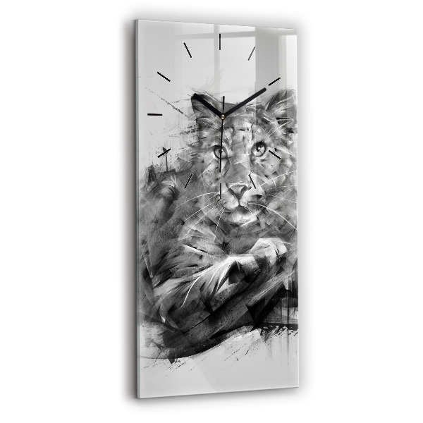 Horloge rectangulaire verticale Lion peint