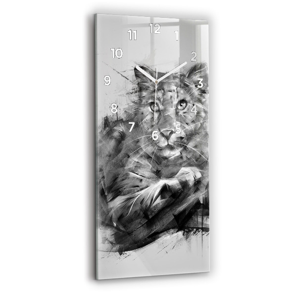 Horloge rectangulaire verticale Lion peint