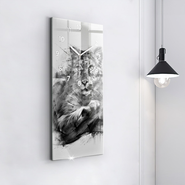 Horloge rectangulaire verticale Lion peint