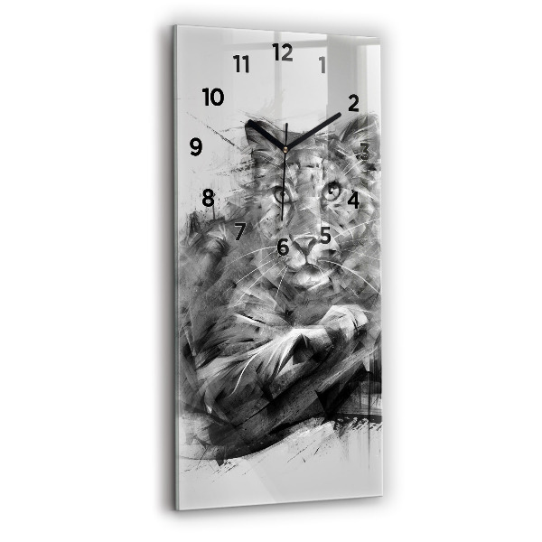 Horloge rectangulaire verticale Lion peint