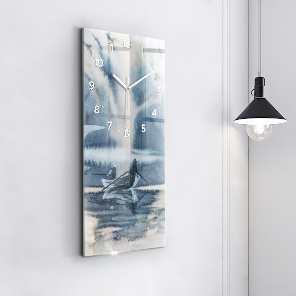 Horloge rectangulaire verticale 'Lac d''hiver de Łódka'