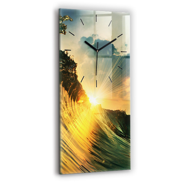 Horloge rectangulaire verticale Perspective du coucher de soleil sur les vagues
