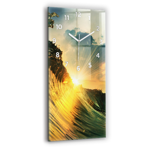 Horloge rectangulaire verticale Perspective du coucher de soleil sur les vagues