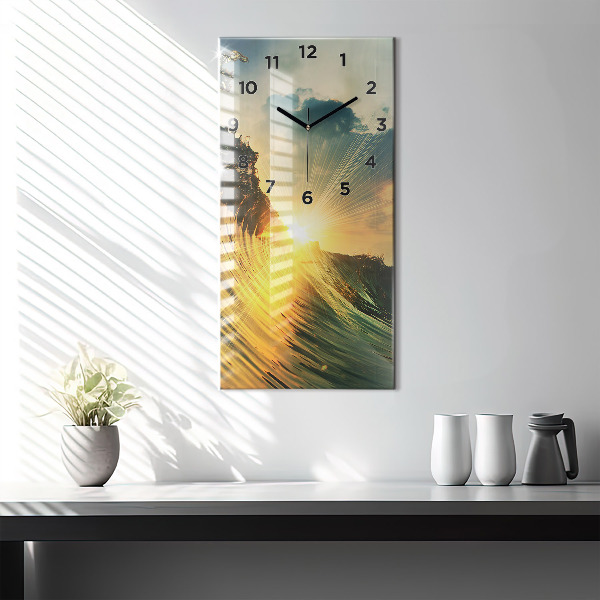 Horloge rectangulaire verticale Perspective du coucher de soleil sur les vagues