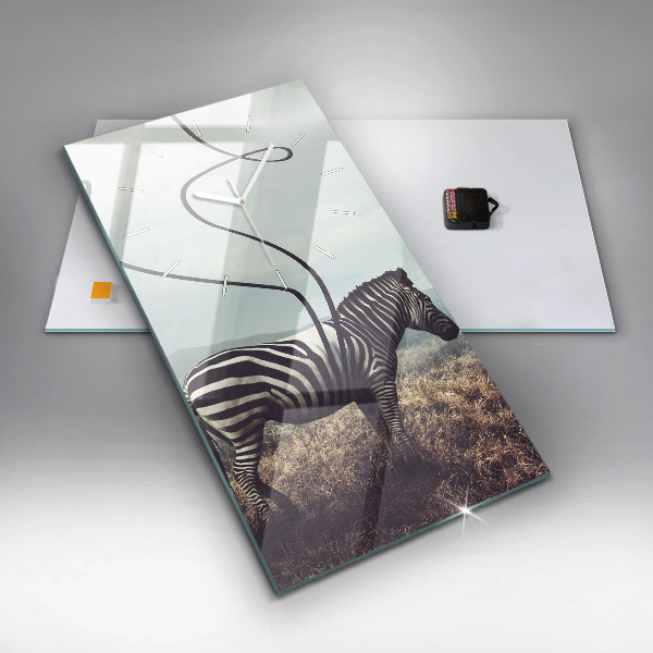 Horloge rectangulaire verticale Zèbre – Abstraction
