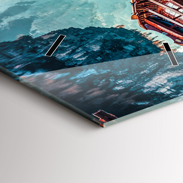 Horloge rectangulaire verticale Jetée et lac