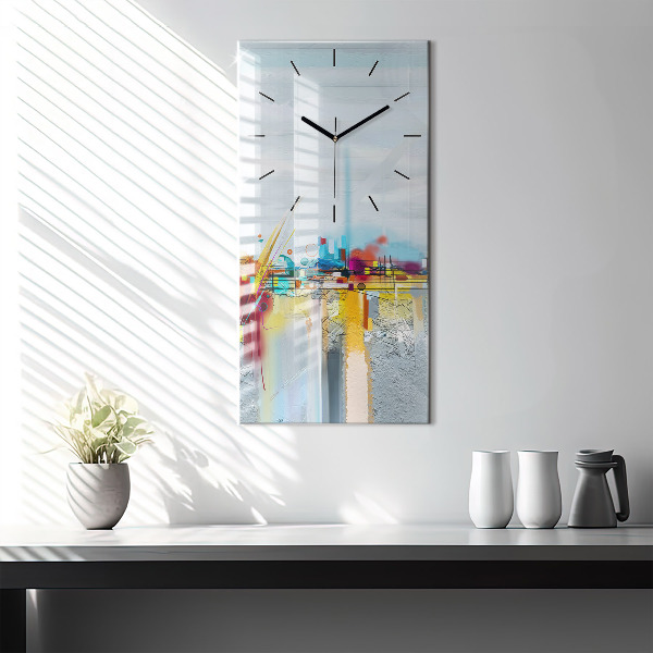 Horloge rectangulaire verticale 'Paysage abstrait à l''huile'