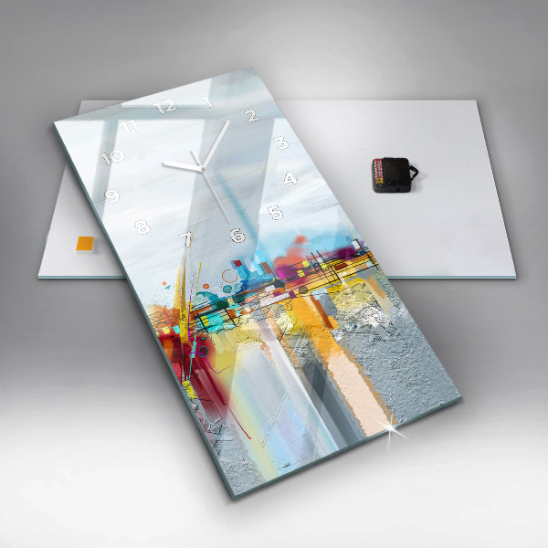 Horloge rectangulaire verticale 'Paysage abstrait à l''huile'