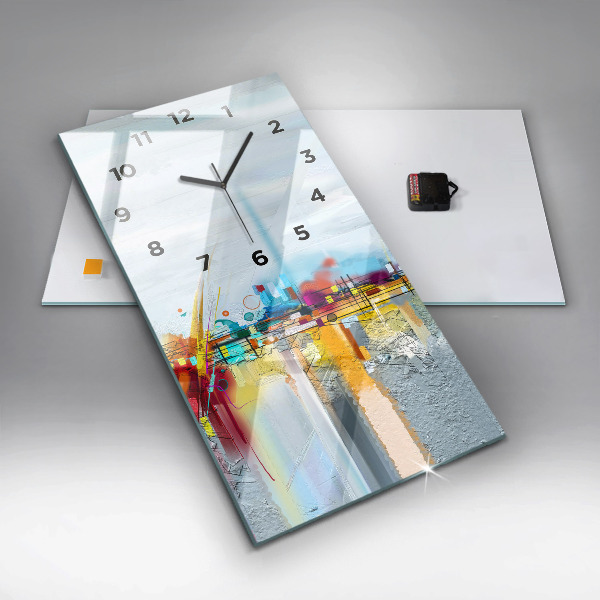 Horloge rectangulaire verticale 'Paysage abstrait à l''huile'
