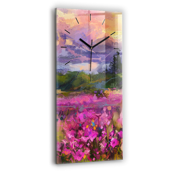 Horloge rectangulaire verticale Prairie au coucher du soleil