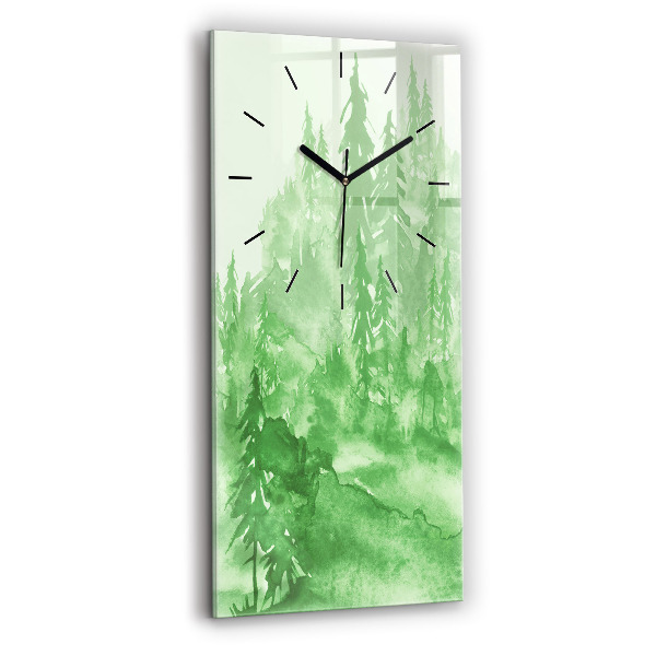 Horloge rectangulaire verticale Peinture de forêt verte