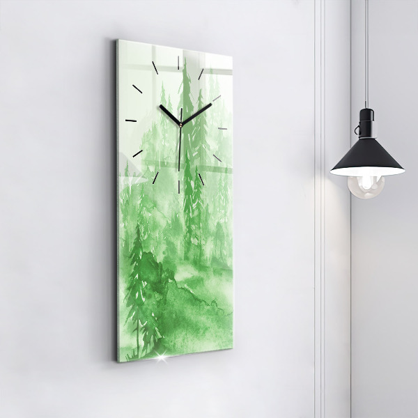 Horloge rectangulaire verticale Peinture de forêt verte