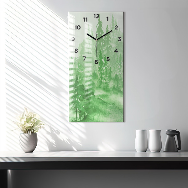 Horloge rectangulaire verticale Peinture de forêt verte