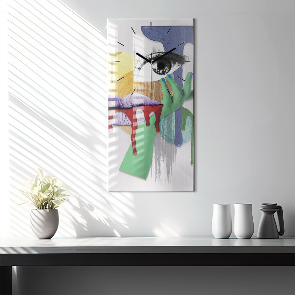 Horloge rectangulaire verticale Collage surréaliste