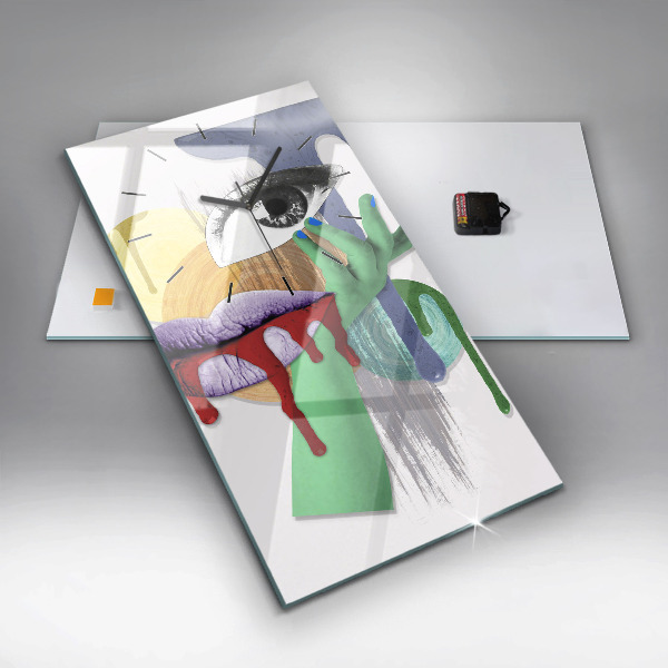 Horloge rectangulaire verticale Collage surréaliste