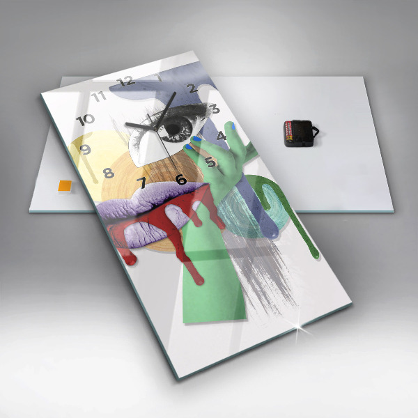 Horloge rectangulaire verticale Collage surréaliste