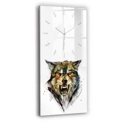 Horloge rectangulaire verticale 'Portrait dessiné d''un loup'