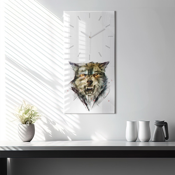 Horloge rectangulaire verticale 'Portrait dessiné d''un loup'