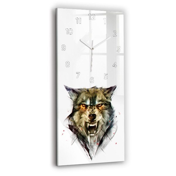 Horloge rectangulaire verticale 'Portrait dessiné d''un loup'