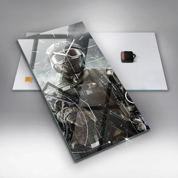 Horloge rectangulaire verticale Soldat avec une arme à feu