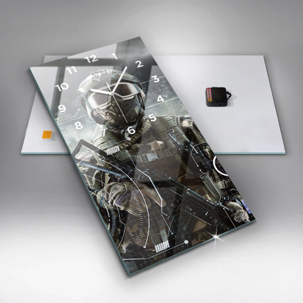 Horloge rectangulaire verticale Soldat avec une arme à feu