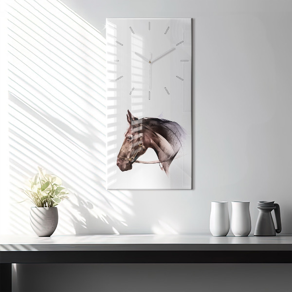 Horloge rectangulaire verticale Profil de cheval peint