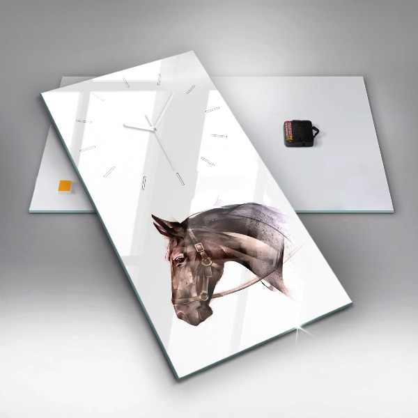 Horloge rectangulaire verticale Profil de cheval peint