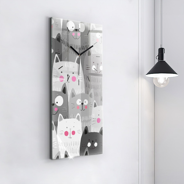 Horloge murale verticale Motif avec des chats