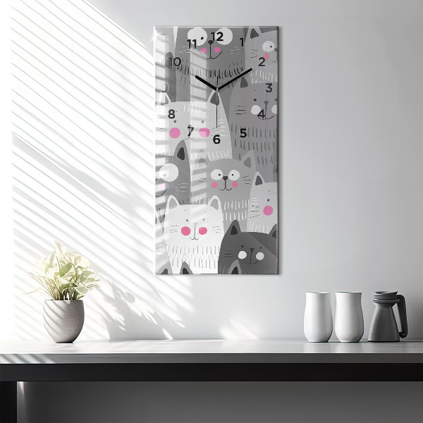 Horloge murale verticale Motif avec des chats