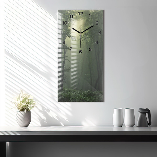 Horloge rectangulaire verticale Forêt brumeuse le matin