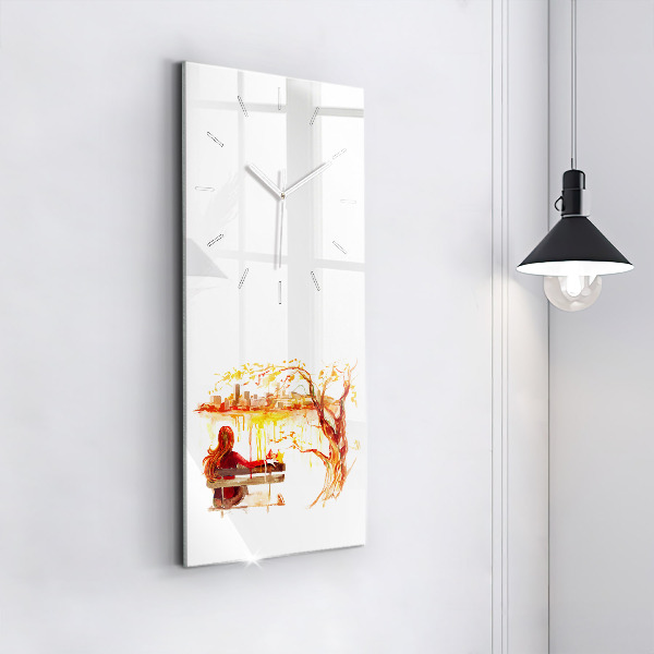 Horloge rectangulaire verticale 'Paysage d''automne'