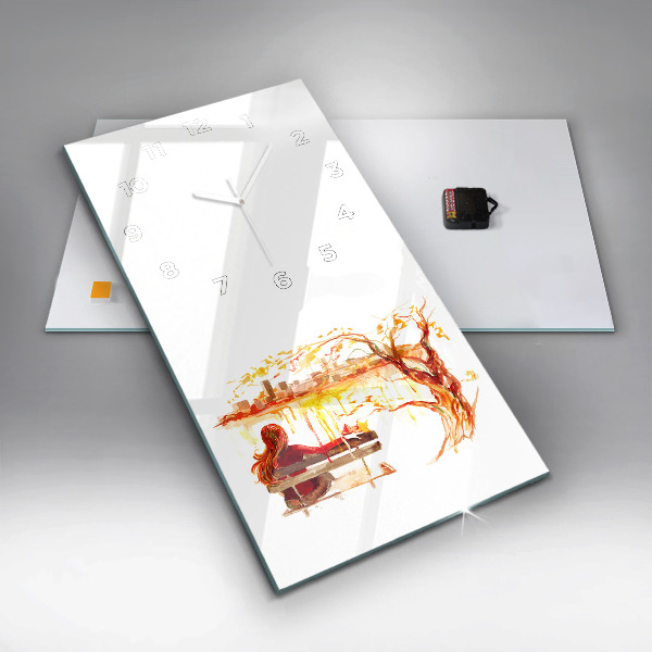 Horloge rectangulaire verticale 'Paysage d''automne'