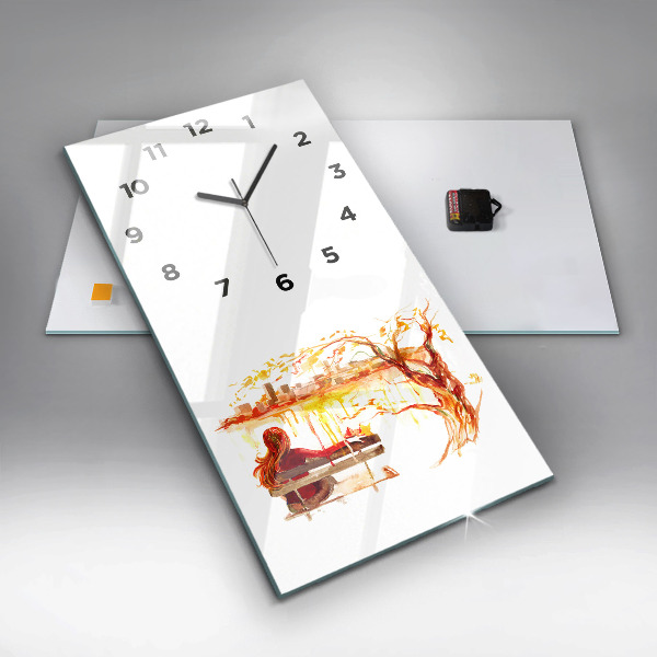 Horloge rectangulaire verticale 'Paysage d''automne'