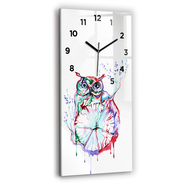 Horloge rectangulaire verticale 'Illustration du hibou et de l''horloge'