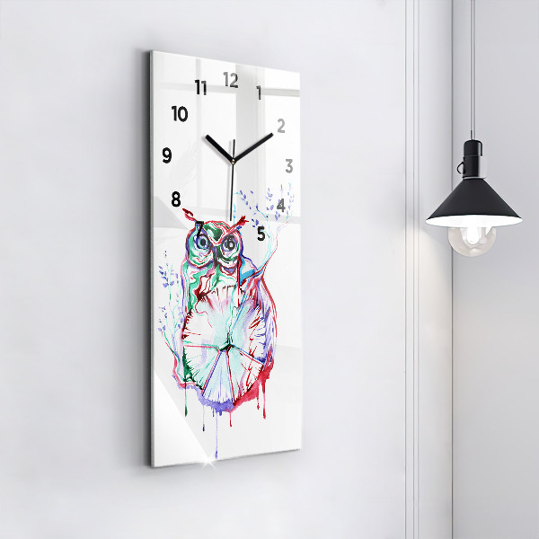 Horloge rectangulaire verticale 'Illustration du hibou et de l''horloge'