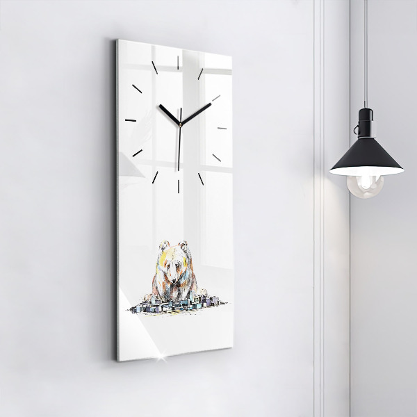 Horloge rectangulaire verticale Abstraction de la ville des ours