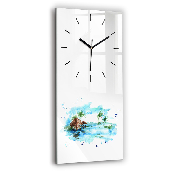 Horloge rectangulaire verticale 'Photo d''une île déserte'