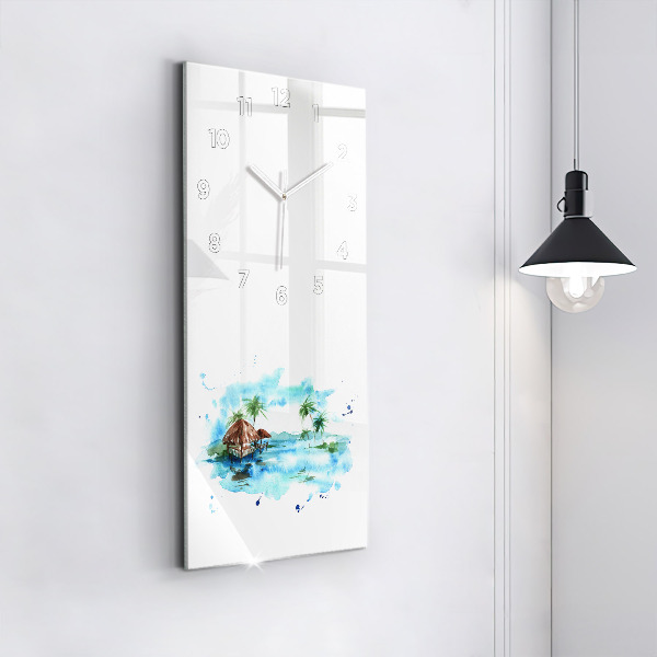 Horloge rectangulaire verticale 'Photo d''une île déserte'