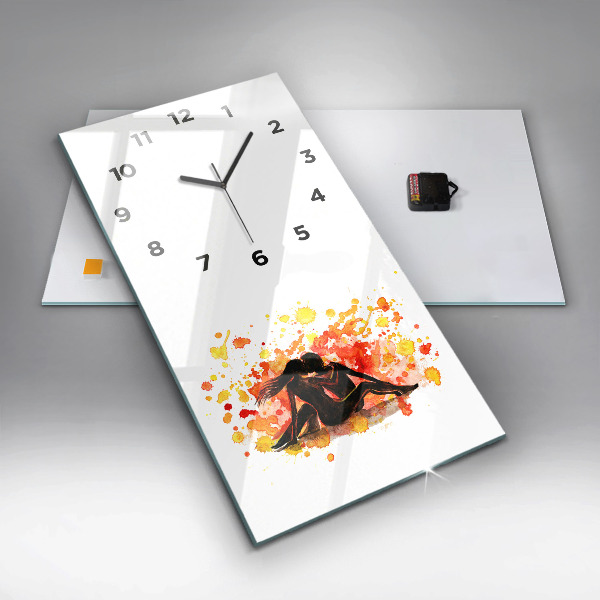 Horloge rectangulaire verticale 'L''amour et un couple amoureux'