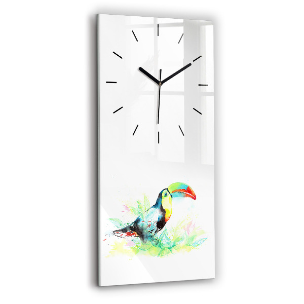 Horloge rectangulaire verticale 'Toucan dans l''herbe'