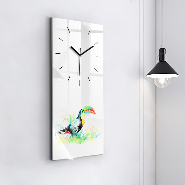 Horloge rectangulaire verticale 'Toucan dans l''herbe'