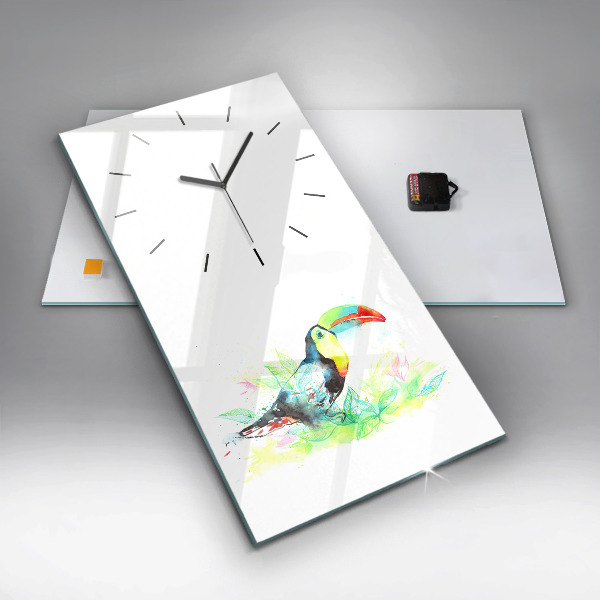 Horloge rectangulaire verticale 'Toucan dans l''herbe'
