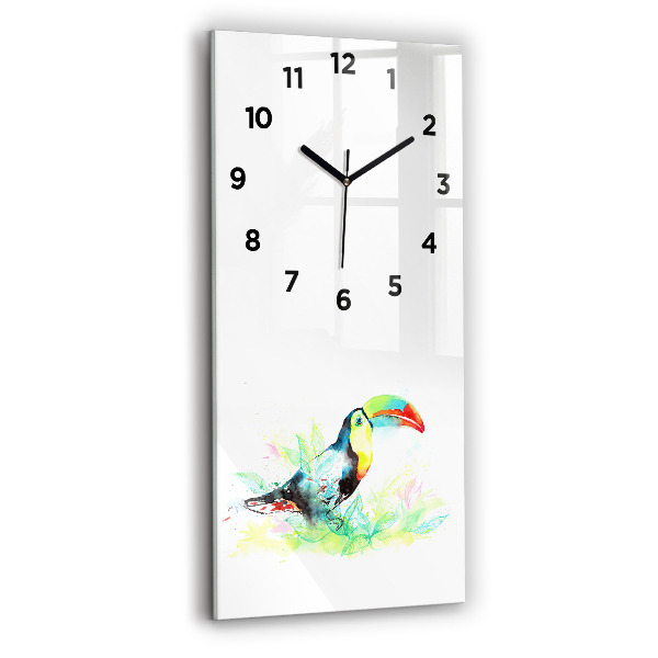 Horloge rectangulaire verticale 'Toucan dans l''herbe'