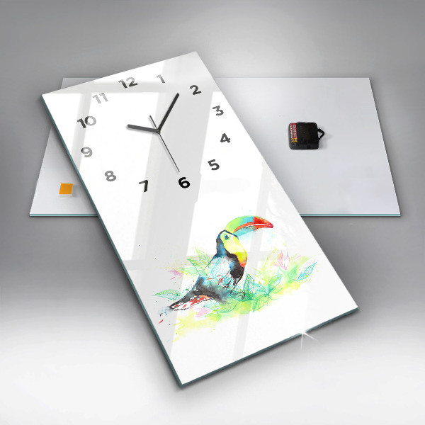 Horloge rectangulaire verticale 'Toucan dans l''herbe'