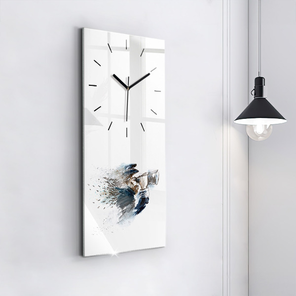 Horloge rectangulaire verticale Capitaine avec des jumelles