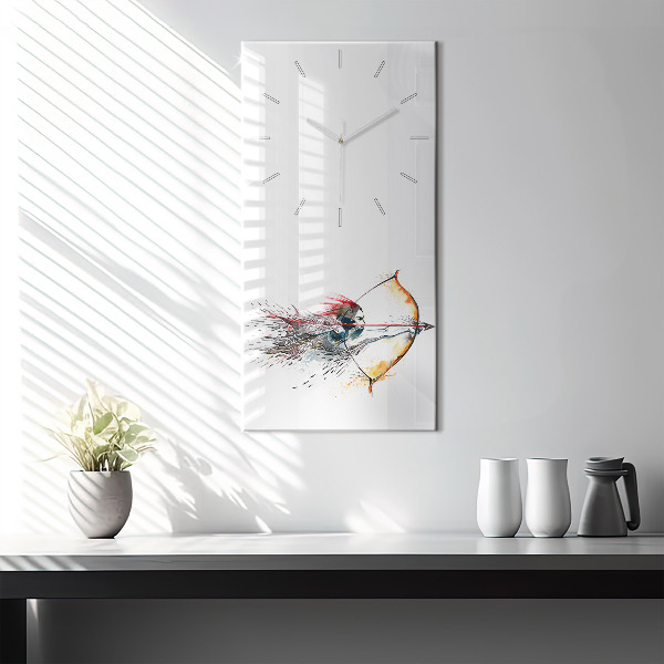 Horloge rectangulaire verticale Un guerrier en chasse