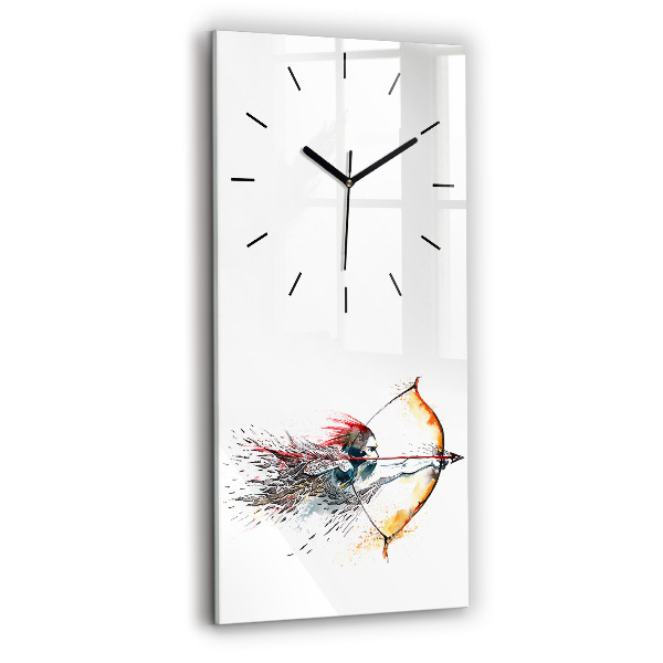 Horloge rectangulaire verticale Un guerrier en chasse