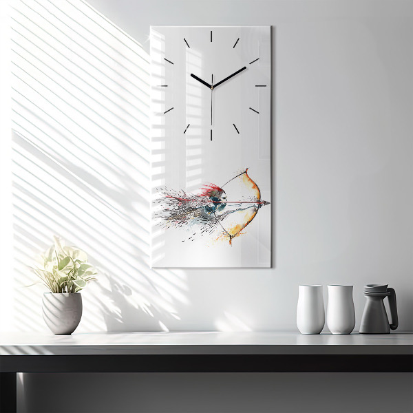 Horloge rectangulaire verticale Un guerrier en chasse