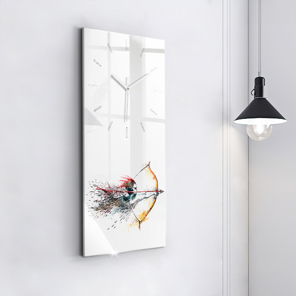 Horloge rectangulaire verticale Un guerrier en chasse